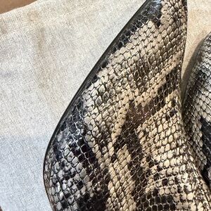 AGL Black and Cream Snake Print Mules